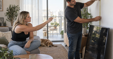 גובה תליית טלוויזיה ומרחק צפייה בסלון